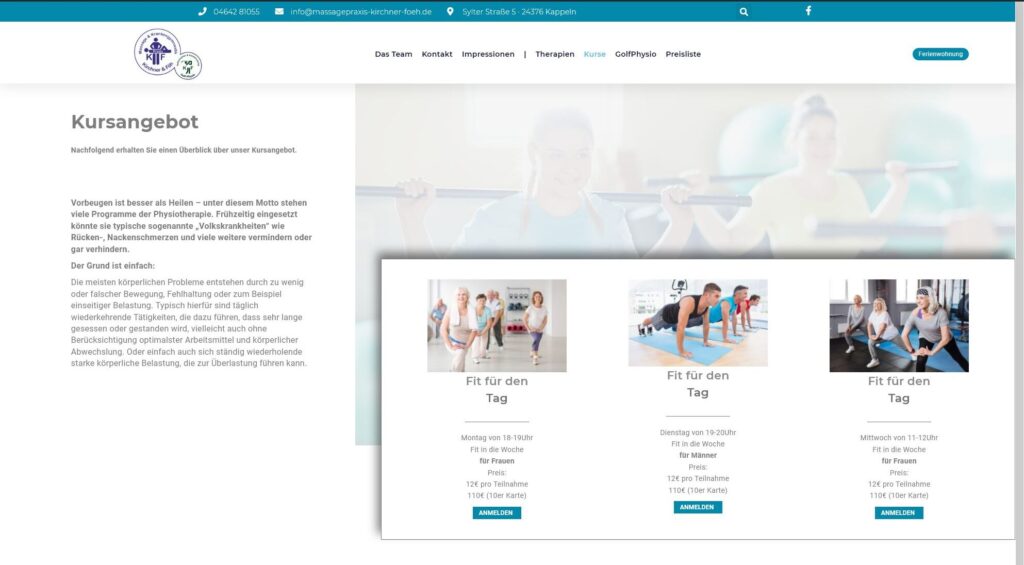 Homepage für Ihre Physiotherapie-Praxis
