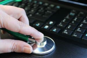 pc, computer, stethoscope