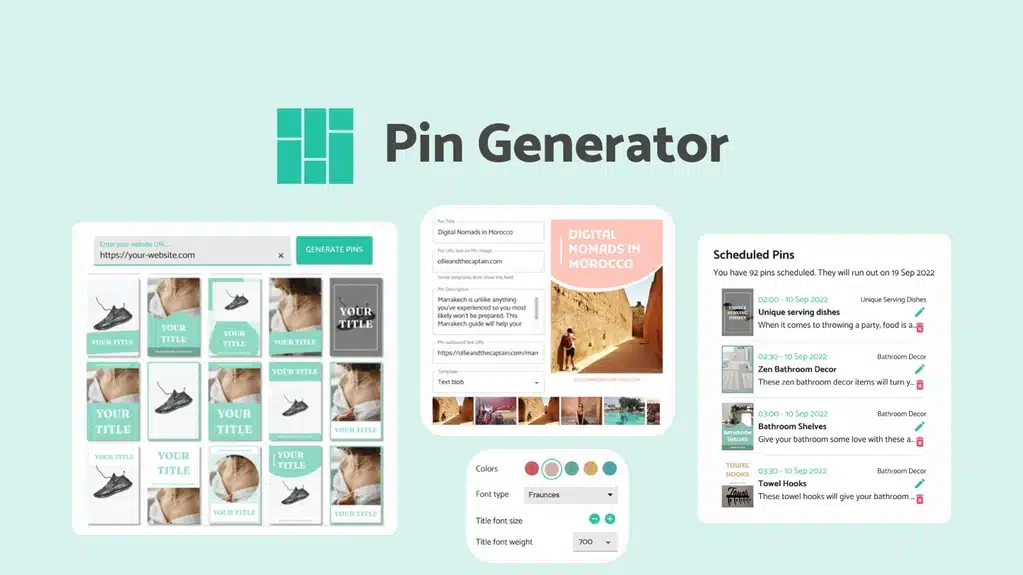 One Click Scheduling - Der Pinterest Pin Generator verfügt über einen Scheduler, der es ermöglicht, automatisch eine bestimmte Anzahl von Pins pro Tag zu posten. Das Planen von Hunderten von Pins ist wirklich mit einem Klick erledigt!